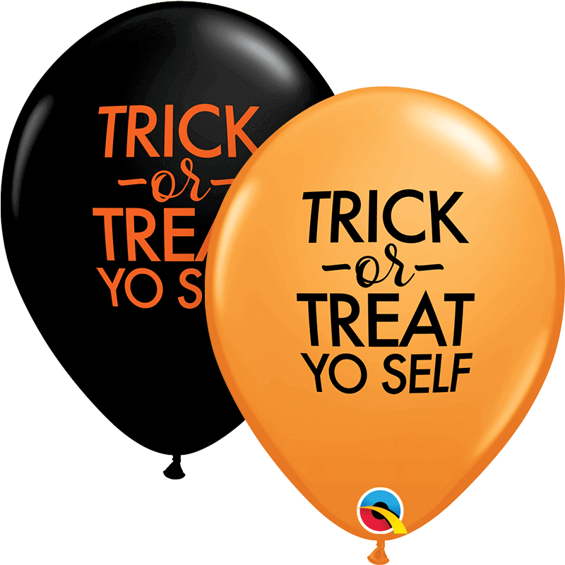 Latex Trick or Treat Yo Self Inflated Halloween Balloon