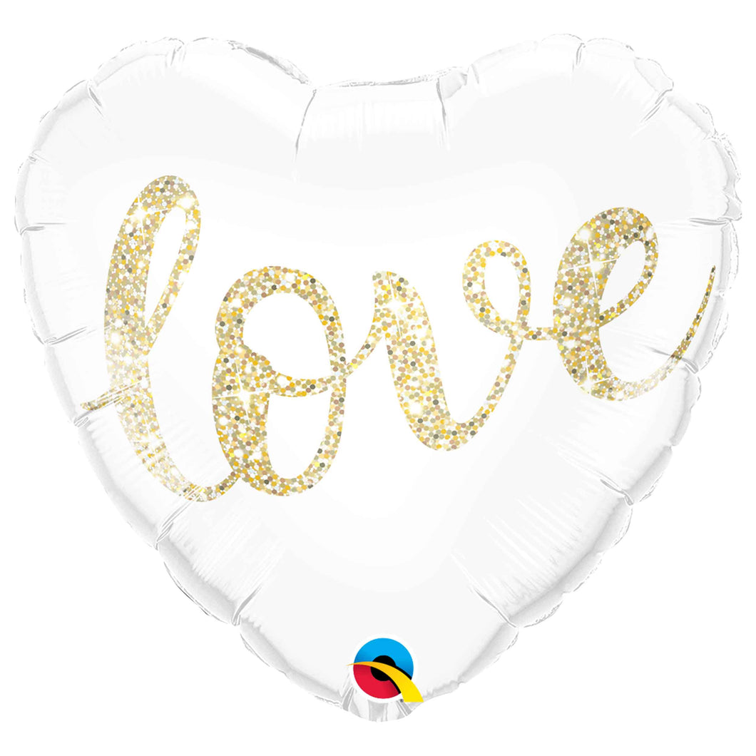 Love Heart with Gold Glitter Balloon