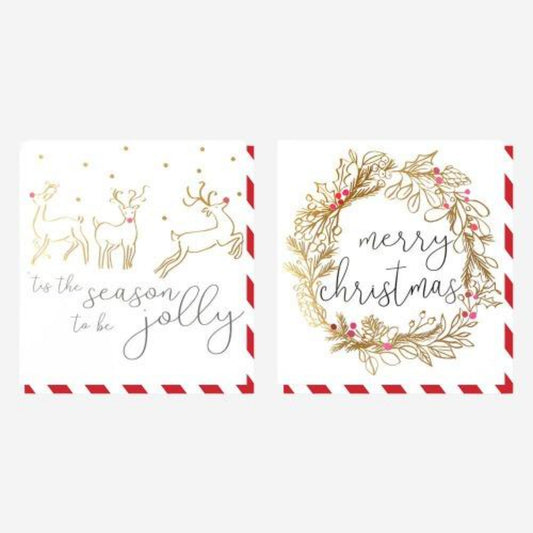 Dotty Deer & Wreath Mixed Charity Christmas Cards Pack of 8