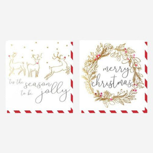 Dotty Deer & Wreath Mixed Charity Christmas Cards Pack of 8
