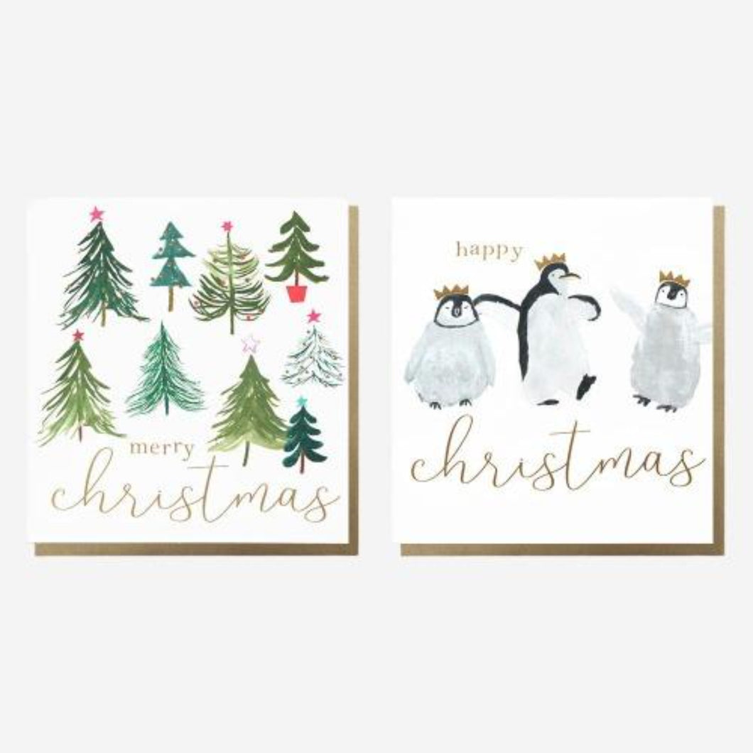 Trees & Penguins Mixed Charity Christmas Cards Pack of 8
