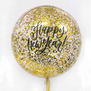 Happy New Year Confetti Clear Balloon
