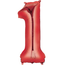 Red Inflated Foil Number Balloons