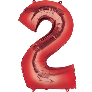 Red Inflated Foil Number Balloons