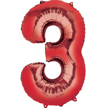 Red Inflated Foil Number Balloons