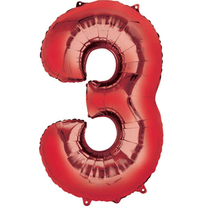 Red Inflated Foil Number Balloons