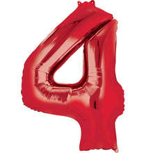 Red Inflated Foil Number Balloons