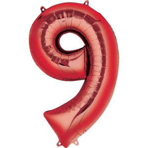 Red Inflated Foil Number Balloons