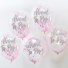 About to Pop Pink Confetti Baby Shower Balloons