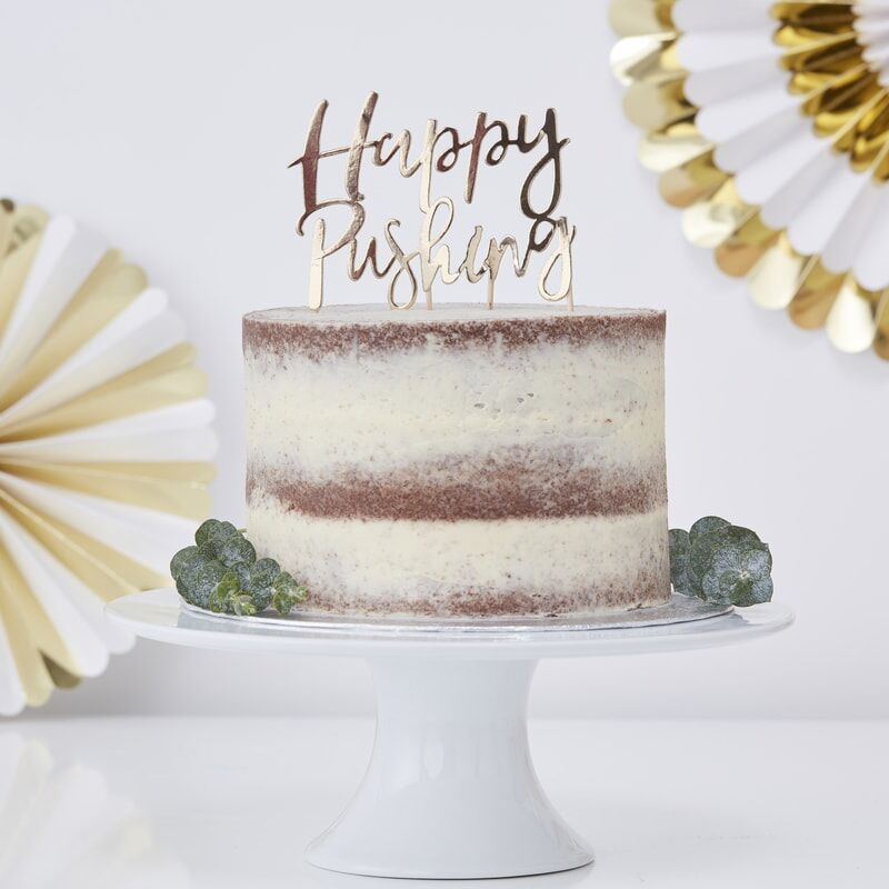 Happy Pushing Baby Shower Cake Topper
