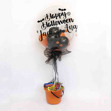 Personalised Inflated Halloween Balloon with Bucket of Sweets