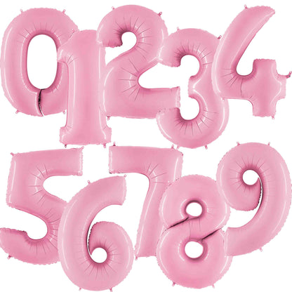 Pastel Pink Inflated Foil Number Balloons