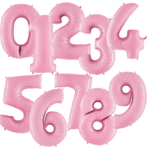 Pastel Pink Inflated Foil Number Balloons