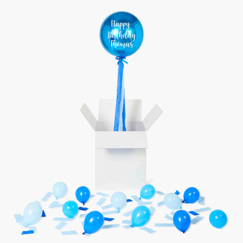 Personalised Blue Orbz Balloon in a Box