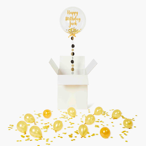 Gold Clear Confetti Balloon in a Box