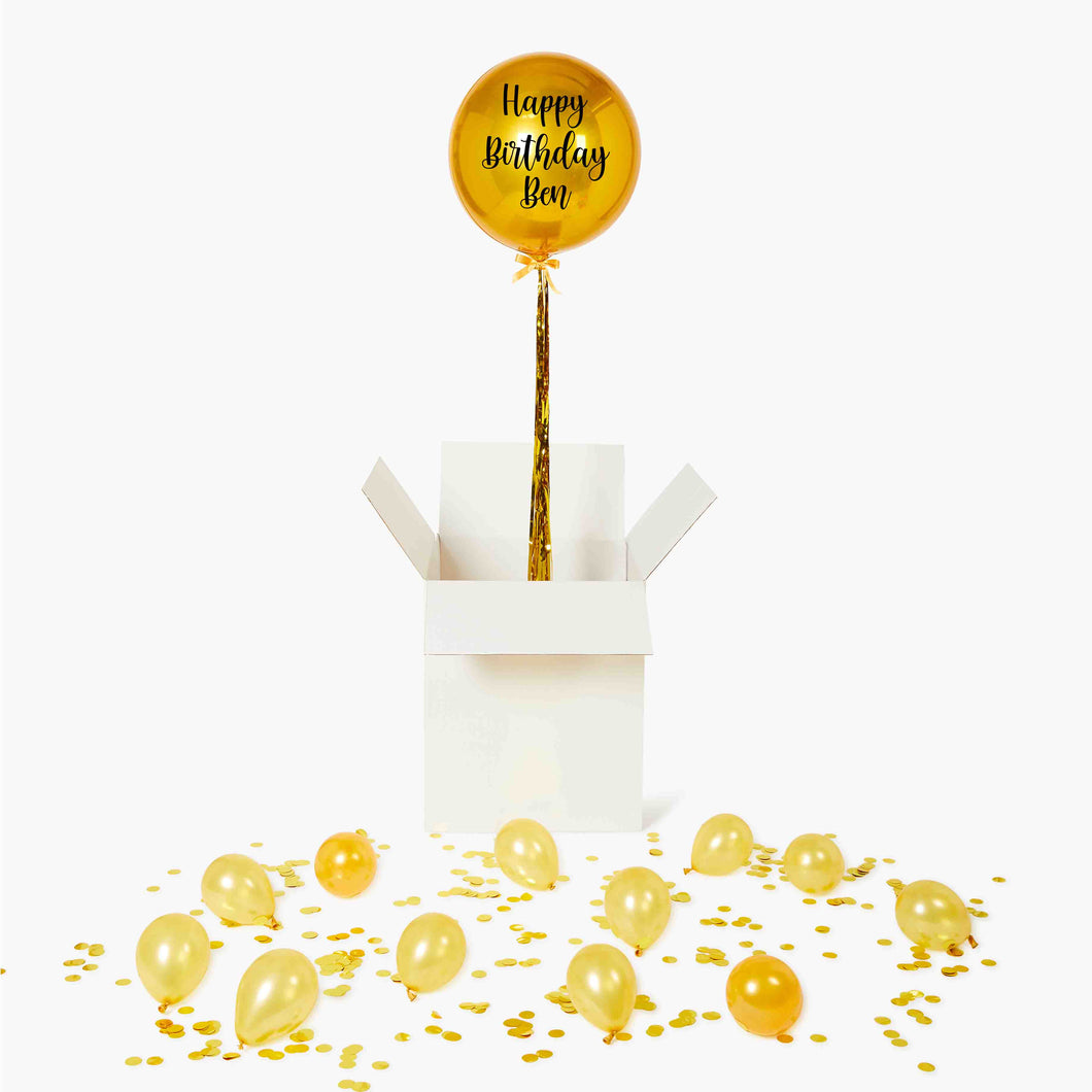 Personalised Gold Orbz Balloon in a Box