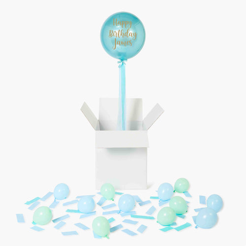 Personalised Pastel Blue Orbz Balloon in a Box