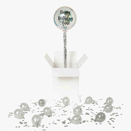 Personalised Silver Orbz Foil Balloon in a Box
