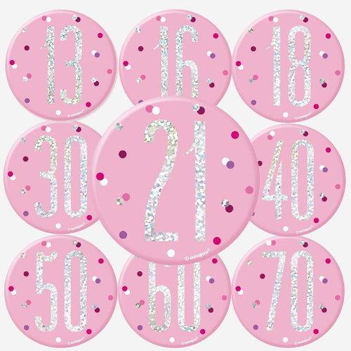 Glitz Pink & Silver Age Badge