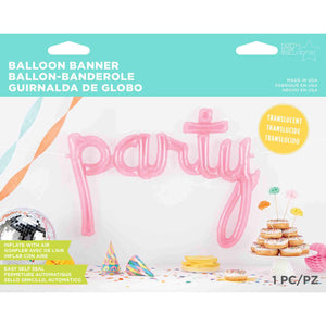 Neon Pink Party Script Balloon Banner