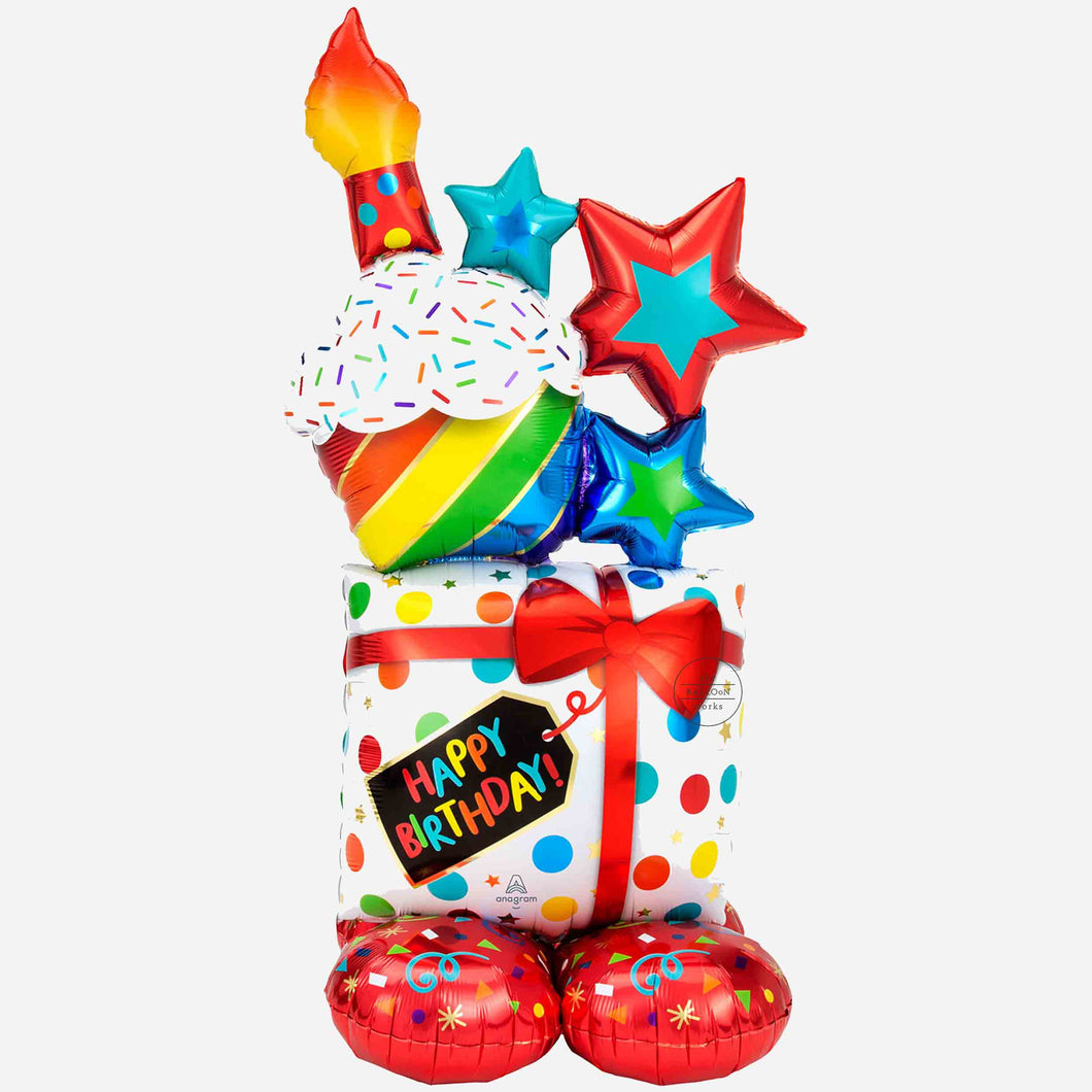Stacked Birthday Icons AirLoonz Large Foil Balloons
