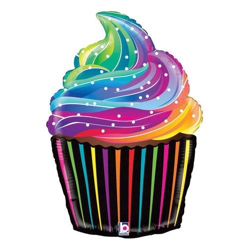 Rainbow Cupcake Inflated Foil Balloon