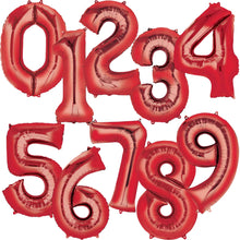 Red Inflated Foil Number Balloons