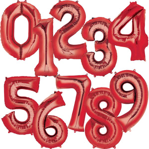 Large Red Foil Number Balloons 34"
