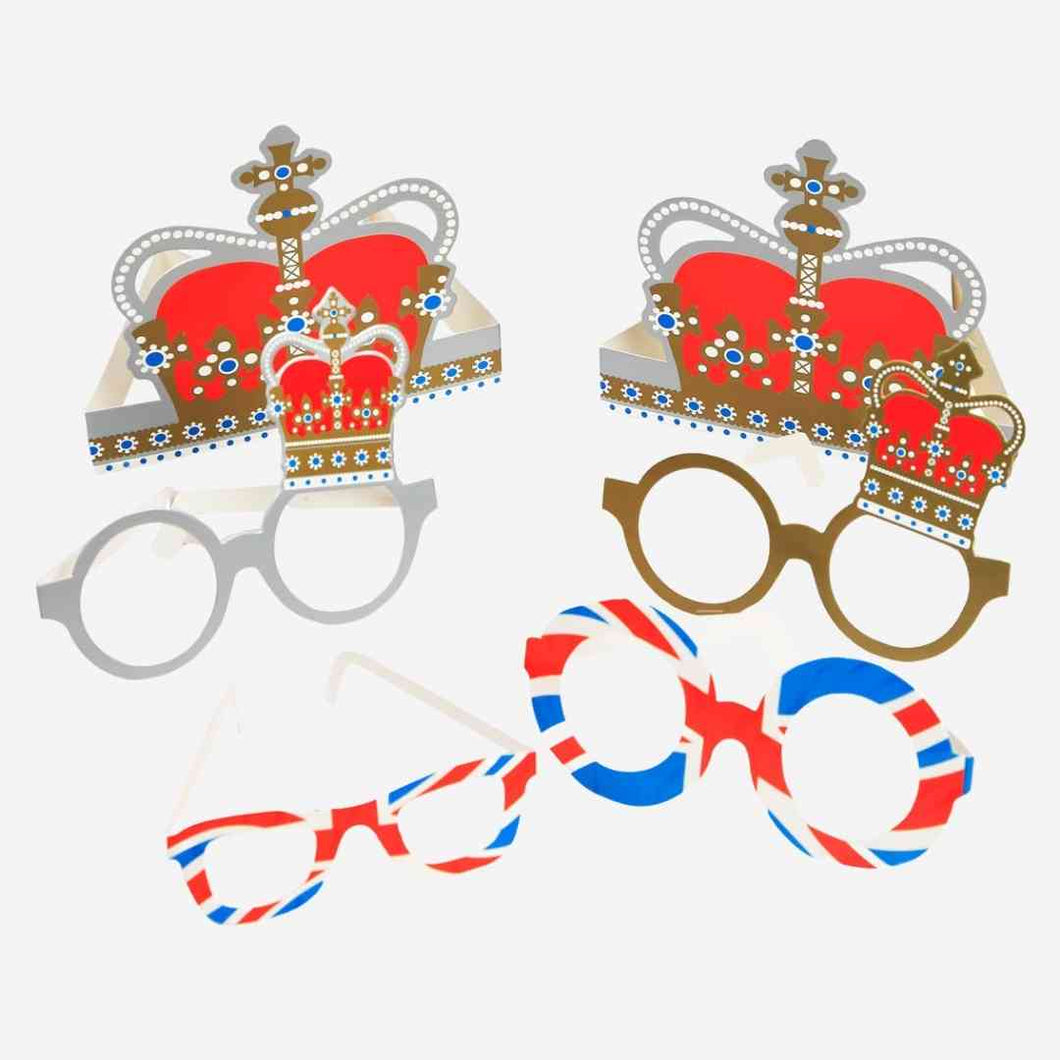 Royal Union Jack Paper Fancy Dress Glasses - 6 Pack