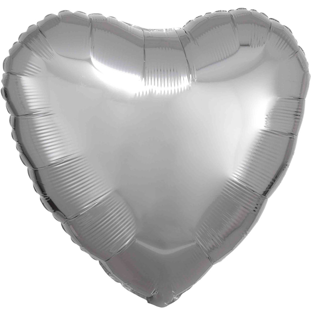 Silver Heart Inflated Foil Balloon