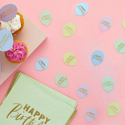 Pastel 'Happy Birthday' Balloon Table Confetti