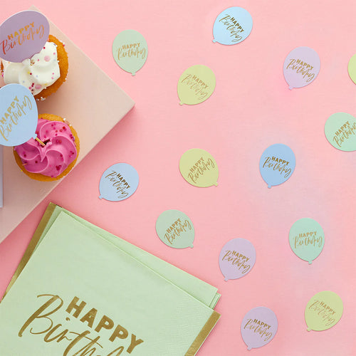 Pastel 'Happy Birthday' Balloon Table Confetti