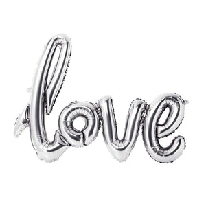 Silver Love Script Balloon