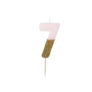 Pink Glitter Candle Number 7