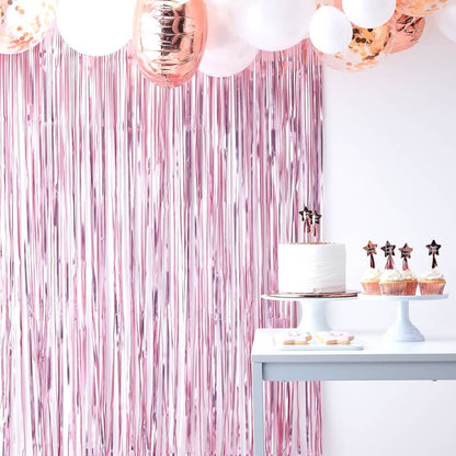 Matt Pink Fringe Curtain Backdrop