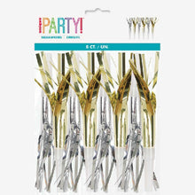 Silver & Gold Fringe Squawker Blowouts - Pack of 8
