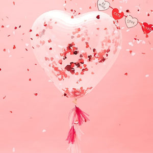 Giant Heart Inflated Shaped Confetti Balloon