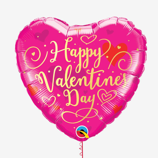 Valentine's Day Gold Script Heart Inflated Foil Balloon
