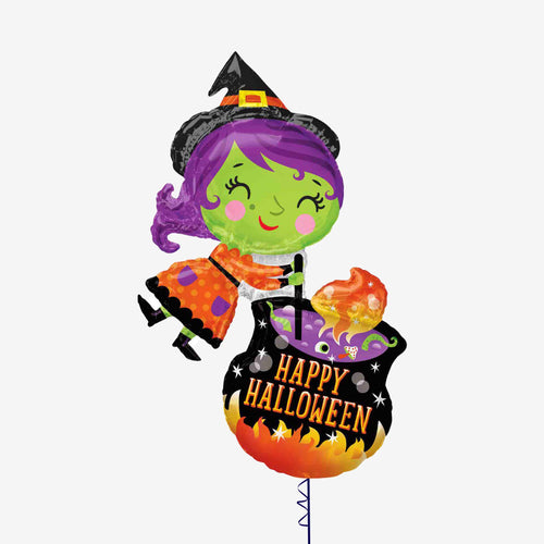 Halloween Witch & Cauldron Foil Balloon