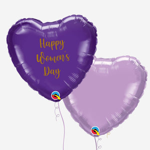 Happy Women's Day Purple Hearts Balloon Bouquet