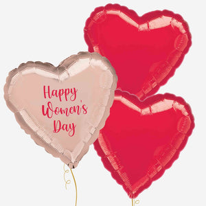 Happy Women's Day Red Hearts Balloon Bouquet